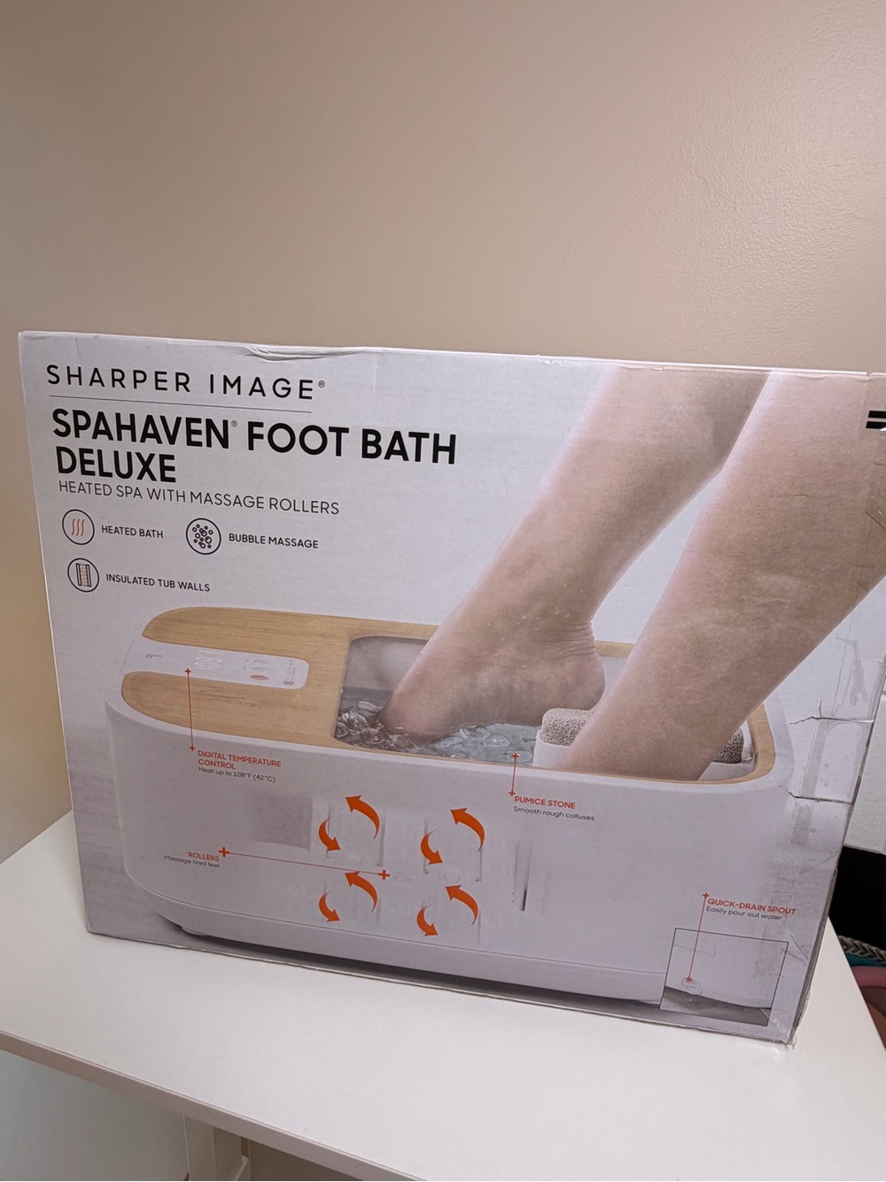 Sharper Image Pedicure SpaHaven Foot Spa DELUXE- Bamboo Limited Edition